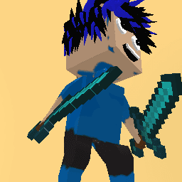 blue mincraft player