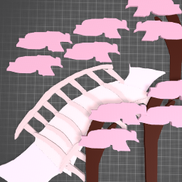Blossom tree filled bridge