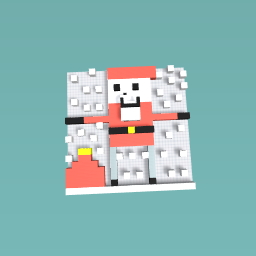 Santa is in the snow.