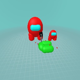 Red imposter with baby and then you see green(died)