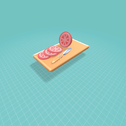 Chopping board with tomatoes on it.