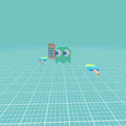 Ghost in a city eating popsile stick