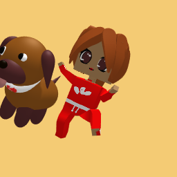 Girl runing with dog