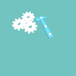 A cog wheel and a hammer writing