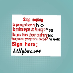 STOP COPING!!!!!!!!!!!!!!!!!!!!