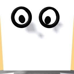 Black round plain eyes (and the eyeball moves)
