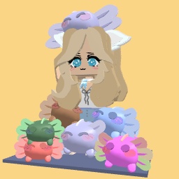 Cute cat girl with Axolotl’s