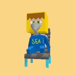 My character sitting on a chair