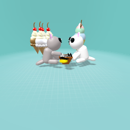 Kitties eating ma icecream