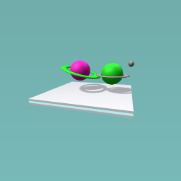 Saturn and earth and the moon seating in the tree