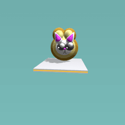 White kitten with bread on head