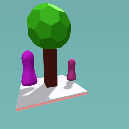 Small and medium Plants with giant tree next to