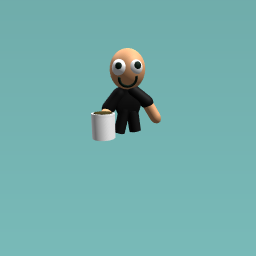 Bald man drinking coffee