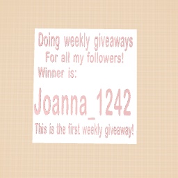 Weekly giveaway! (Starting this week there’ll be 1 every week!)