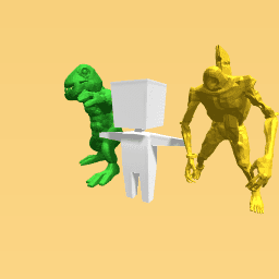 Gold monster and t rex