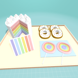 lolypops and cake and donuts