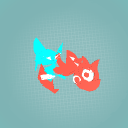 Comic a cat blue and a cat red