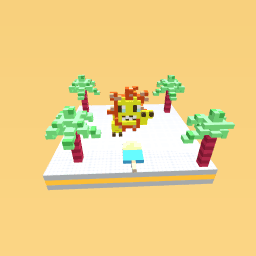 Loin eat pop sicle at forest