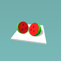 one watermelon in half