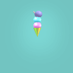 Triple ice cream cone with flake