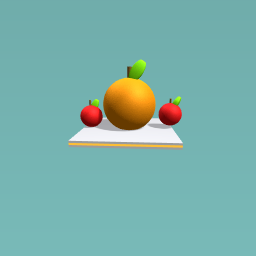 orange/mandarin with 2 apples