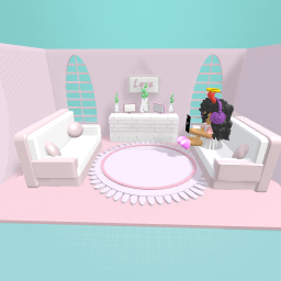 the pink living room