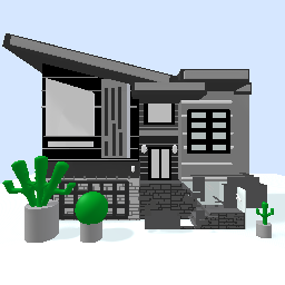 black and white house