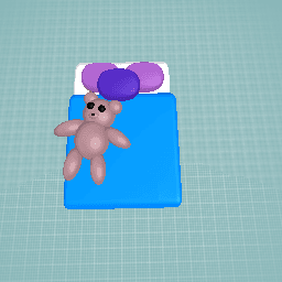Bed with teddy bear