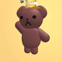 Cute bear with a axolotl plush and a honey mess!