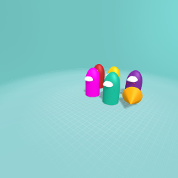 the imposter is the person with the orange triangle in front of them