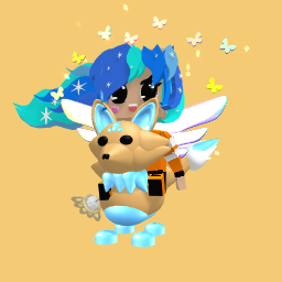 Cute girl riding a kitsune