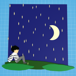 “I sit by my self talking to the moooooonn “lol (“• -•)