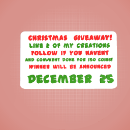 Christmas giveaway winner announced Dec.25