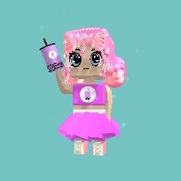 free pink bubble tea girl