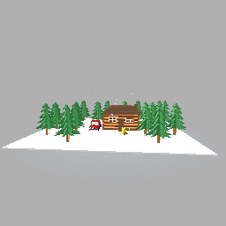 Cabin in the forest during winter