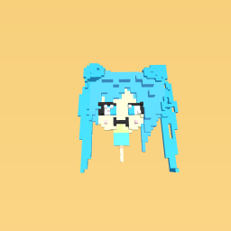 Blue-haired girl eating ice-cream