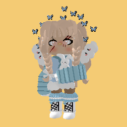 Blue bunny girl with butterflys