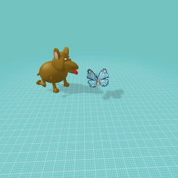Dog chasing butterfly