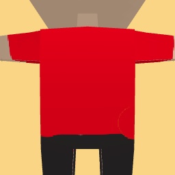 Red shirt with black pants
