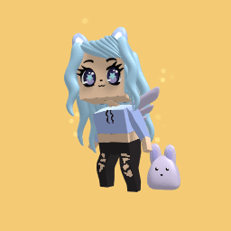 Cute Blue Kitty Girl With Bunny!