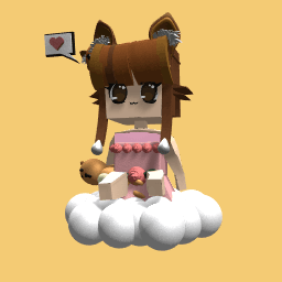 Fox girl sitting on a cloud