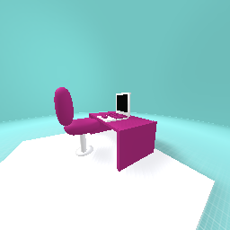 Computer, desk and chair