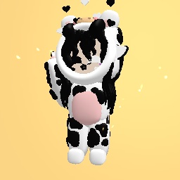 Girl dressed in A cow suit lol ^^