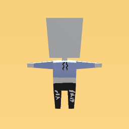 Blue top with black ripped jeans