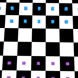 le damier bleu/violet/carré