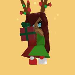 A rander puting a presint under the tree