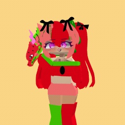 water melon with a dragon puppet!!!