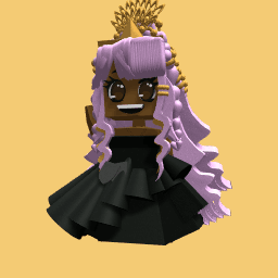 Girl with pink hair wearing black dress