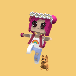 Girl skipping to school