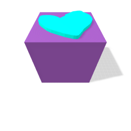 A purple box and a blue loveheart